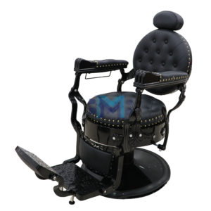 Sillón de barbería vintage negro y dorado