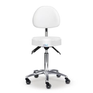 Taburete con respaldo en polipiel color blanco