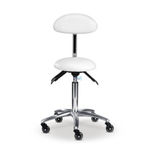 Taburete con respaldo en polipiel color blanco