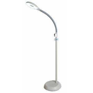 Lupa de pie con luz LED azul, brazo flexible y base fija