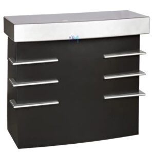 Mostrador de recepción negro y blanco