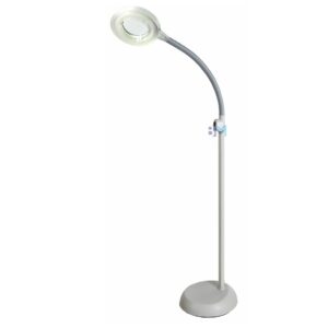 Lupa de pie con luz LED, brazo flexible y base fija