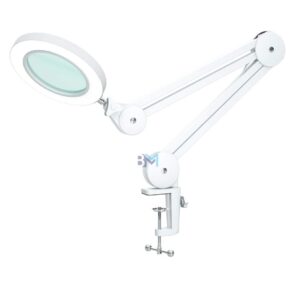 Lupa y lampara LED con pinza y brazo articulado