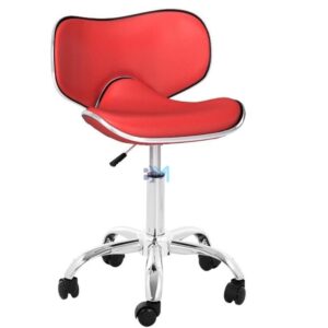Taburete con respaldo en polipiel color rojo