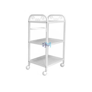 Carrito auxiliar blanco de madera y metal con tres estantes