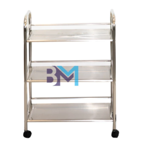 Carrito auxiliar plateado de metal