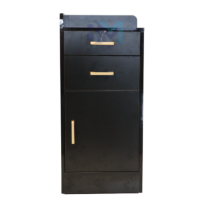 Mueble auxiliar de madera negro y dorado