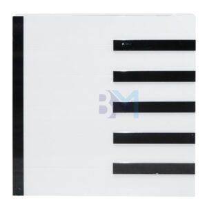 Mostrador de recepción blanco y negro