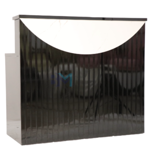 Mostrador de recepción negro y blanco tipo mármol