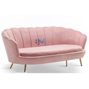 Sofá de espera terciopelo diseño tipo ostra color rosa