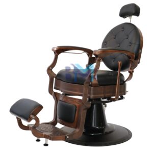 Sillón de barbería vintage negro y marrón