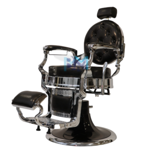 Sillón de barbería vintage negro y plata