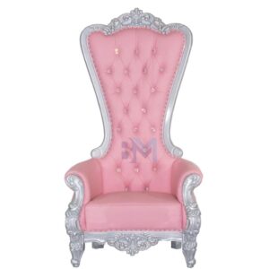 Sillón pedicura estilo princesa rosado con plateado