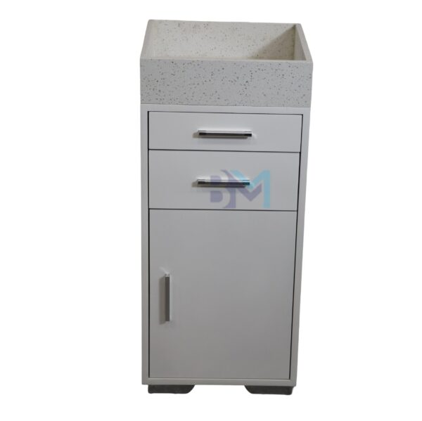 Mueble auxiliar blanco con gris