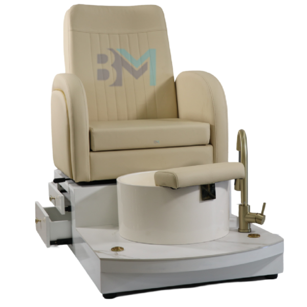 Silla de pedicura beige con pediluvio y suelo de cerámico - Imagen 3