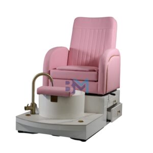 Silla de pedicura rosado con pediluvio y suelo de cerámico
