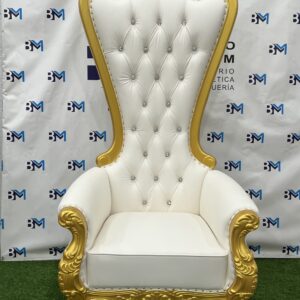 Sillón pedicura estilo princesa blanco con dorado
