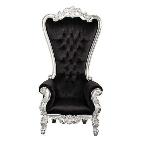 Sillón pedicura estilo princesa negro con plateado