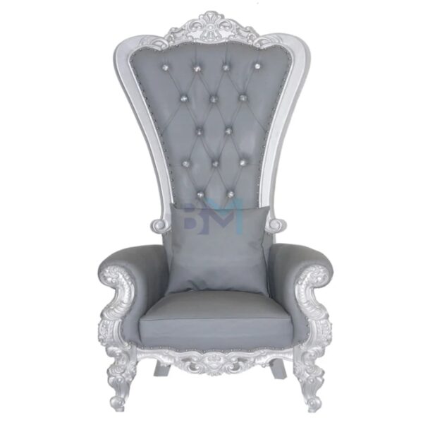 Sillón pedicura estilo princesa gris con plateado