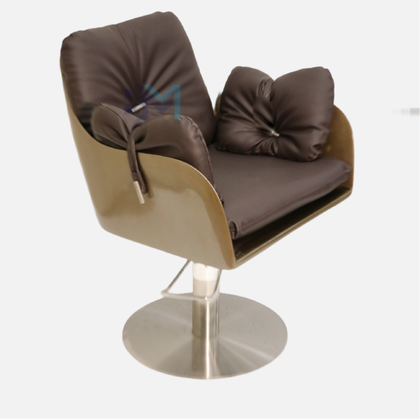 Silla de peluquería en polipiel color marrón con dorado - Imagen 3