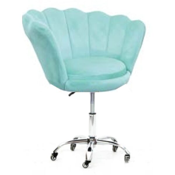 Silla de manicura tipo ostra en terciopelo, disponible en color azul - Imagen 4