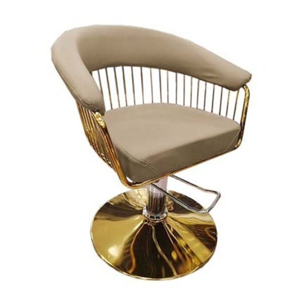 Silla de peluquería en polipiel color beige con dorado