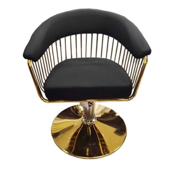 Silla de peluquería en polipiel color negro con dorado - Imagen 2