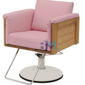 Silla de peluquería en polipiel color rosado y madera