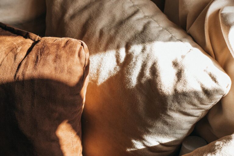 Warm and inviting cushions bathed in soft sunlight, creating a cozy home ambiance.