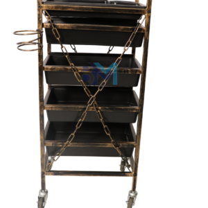 Carrito auxiliar de barbería y peluquería con organizador