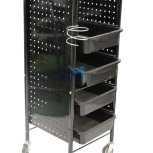 Carrito auxiliar de barbería y peluquería con organizador