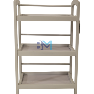 Carrito auxiliar blanco de madera y metal con tres estantes