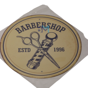 Letrero de metal circular vintage para decoracion de barberia