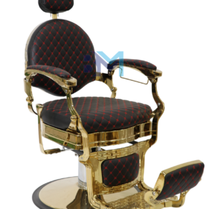 Sillón de barbería vintage negro y rojo