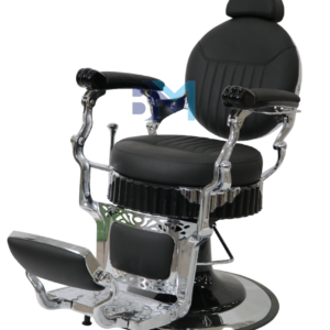 Sillón de barbería vintage negro y plata
