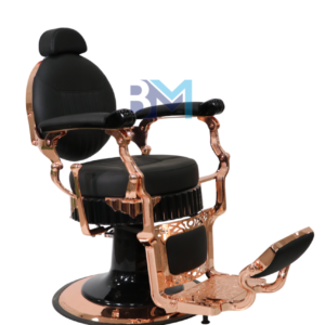 Sillón de barbería vintage negro y oro rosa