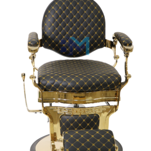 Sillón de barbería vintage negro y amarillo