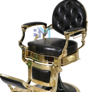 Sillón de barbería vintage negro y dorado