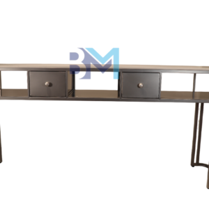 Mesa de manicura doble de metal con superficie tipo mármol
