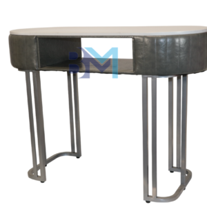 Mesa de manicura individual en polipiel gris con tope de piedra tipo mármol