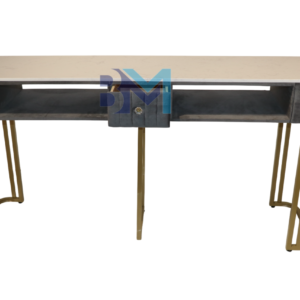 Mesa de manicura doble en terciopelo gris