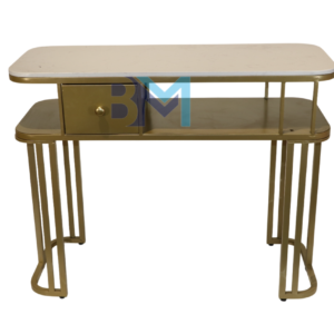 Mesa de manicura individual de metal con superficie tipo mármol