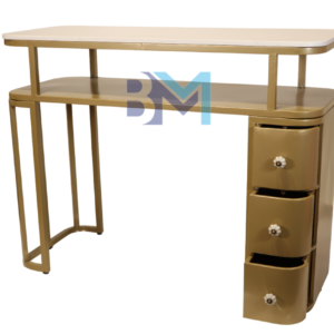 Mesa de manicura individual de metal dorado
