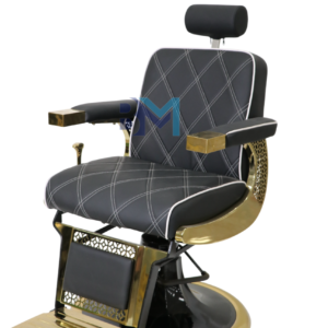 Sillón de barbería estilo clásico negro y dorado