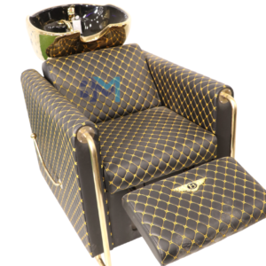 Lavacabeza clásico negro con detalles en amarillo y dorado