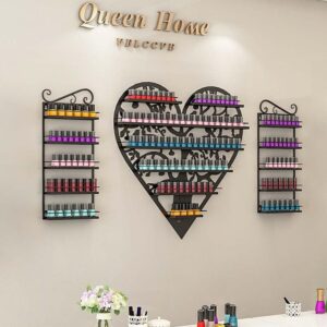 Soporte para esmalte en forma de corazon negro y blanco