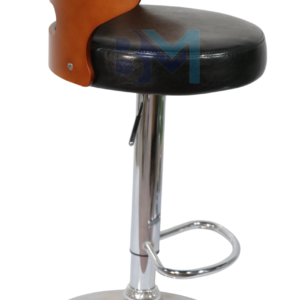 Taburete con respaldo de madera color marron y negro
