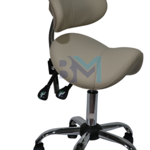 Taburete con respaldo en polipiel color gris y negro