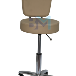 Taburete con respaldo en polipiel color beige y Blanco