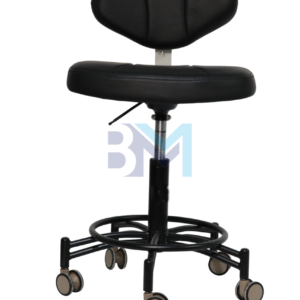 Taburete con respaldo en polipiel color negro